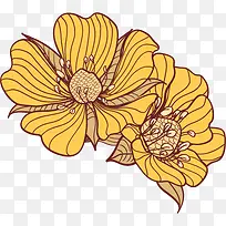 创意手绘黄色的花卉复古