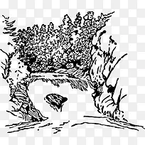 矢量手绘山石
