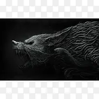 深色抽象狰狞动物