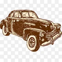 手绘复古车