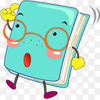 卡通戴眼镜的蓝色书籍开学季