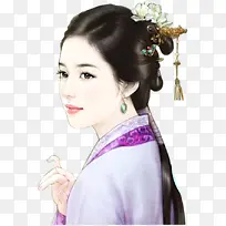 紫衣高贵女子古风手绘
