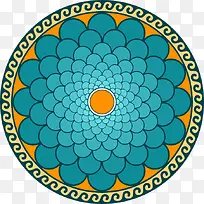 蓝色复古矢量花纹下载