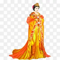 黄色高贵服饰女子古风立绘