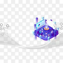 科技元素曲线多边形卡通机器人