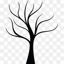 矢量黑色剪影树干枯树