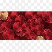 中国传统红色金色大气扇形底图