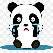 手绘卡通动漫伤心哭的熊猫