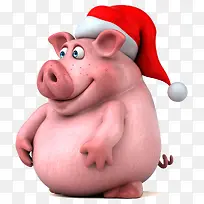 带圣诞帽的小猪