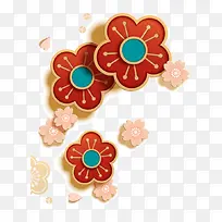 春节 装饰 花朵 元素