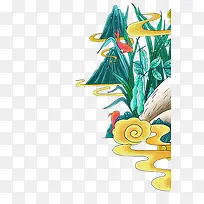 中国风手绘插画山水植物