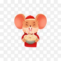 老鼠元素抱一盘饺子
