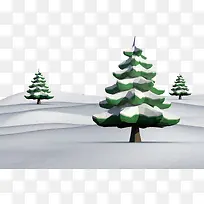 手绘雪地圣诞树