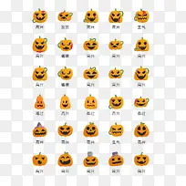 万圣节南瓜灯表情矢量UI素材ICON