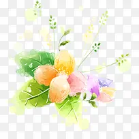春季文艺彩色花朵绿叶