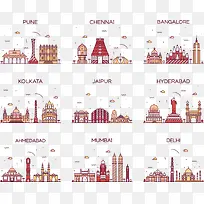 矢量印度城市插画