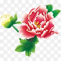 中秋节粉色花朵绿叶海报