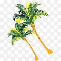 手绘卡通夏日椰子树