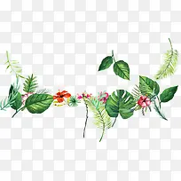 手绘卡通夏日海报植物花朵树叶