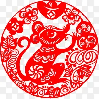 老鼠剪纸PNG