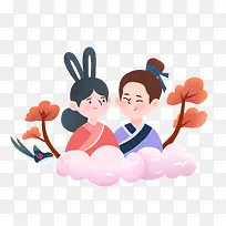 七夕可爱情侣织女元素