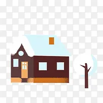 冬至雪景房子树