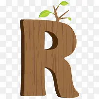 创意木制英文字母R