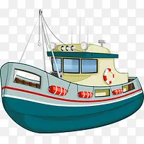 手绘卡通渔船