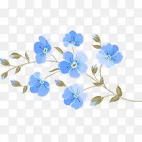 蓝色简约花枝