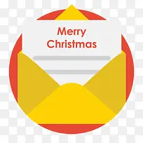 黄色信封圣诞节卡片红底纹