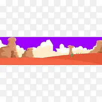 手绘紫色天空沙漠壁纸
