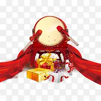 礼品盒红鼓彩带