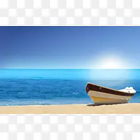阳光海滩大海船只