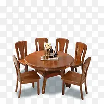 胡桃木色餐桌