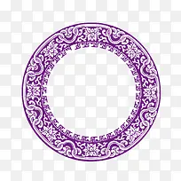 矢量紫色花纹边框空心圆