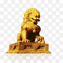 金色石狮雕塑装饰