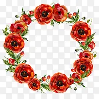 红色花朵花环