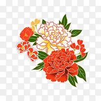 卡通牡丹花图案
