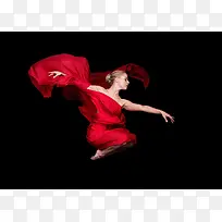 红色丝绸舞蹈少女海报背景