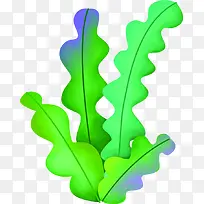 手绘绿色海洋水草