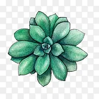 手绘绿色莲花装饰