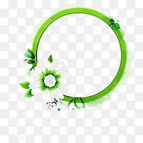 绿色清新花朵圆形设计