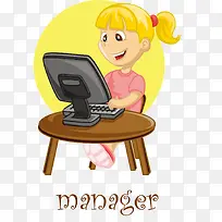 女孩在玩电脑