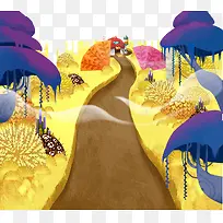 卡通手绘植物森林背景
