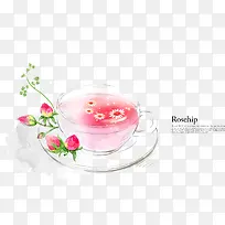 彩绘红色花茶