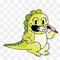 刷牙中的恐龙