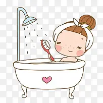 卡通女孩洗澡