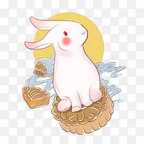 乘坐月饼的兔子