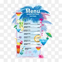 menu 菜单  夏天 椰子树 饮品 清凉