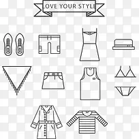 泳衣图标简易服装图标衣服图标鞋子图标
